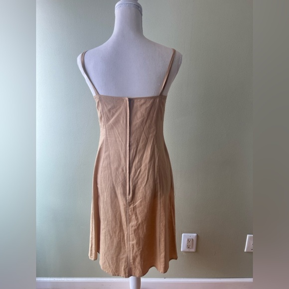 H&M Tan Linen Cotton Midi Sleeveless Dress Size 6 EUC - Picture 2 of 6